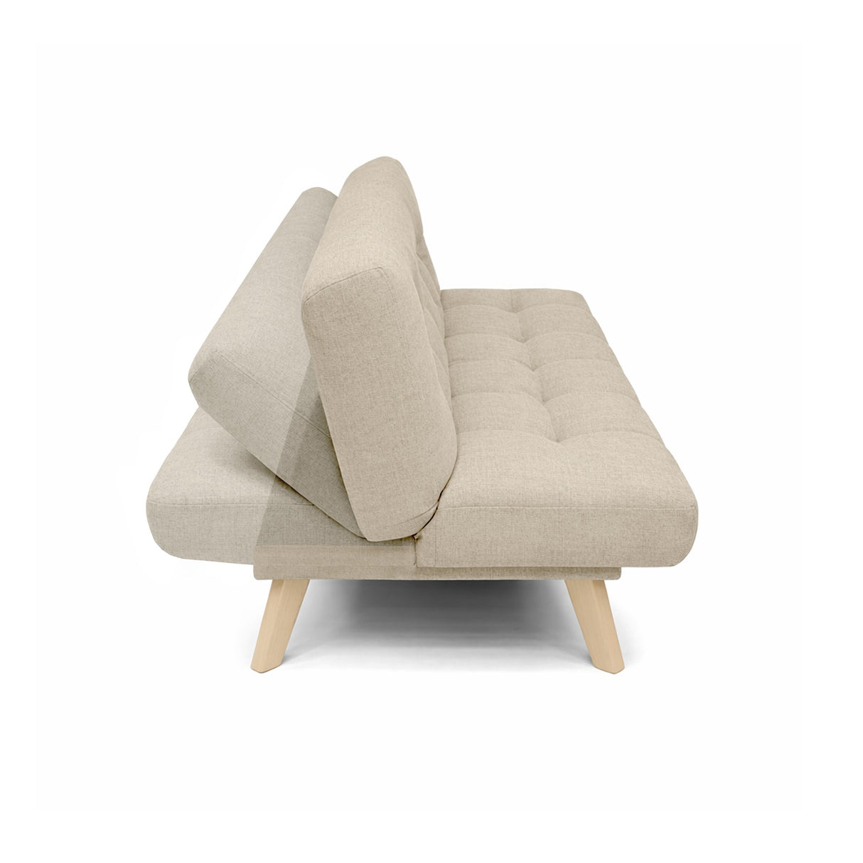 Sofá Cama Porto Beige y Matiz Natural 182x85cm de Tres Puestos Reclinable sin Apoya Brazos - SOFAS Y POLTRONAS | Bylmo