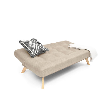 Sofá Cama Porto Beige y Matiz Natural 182x85cm de Tres Puestos Reclinable sin Apoya Brazos - SOFAS Y POLTRONAS | Bylmo