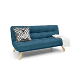 Sofá Cama Porto Azul y Matiz Natural 182x85cm de Tres Puestos Reclinable sin Apoya Brazos - SOFAS Y POLTRONAS | Bylmo