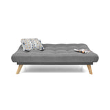 Sofá Cama Porto Gris y Matiz Natural 182x85cm de Tres Puestos Reclinable sin Apoya Brazos - SOFAS Y POLTRONAS | Bylmo