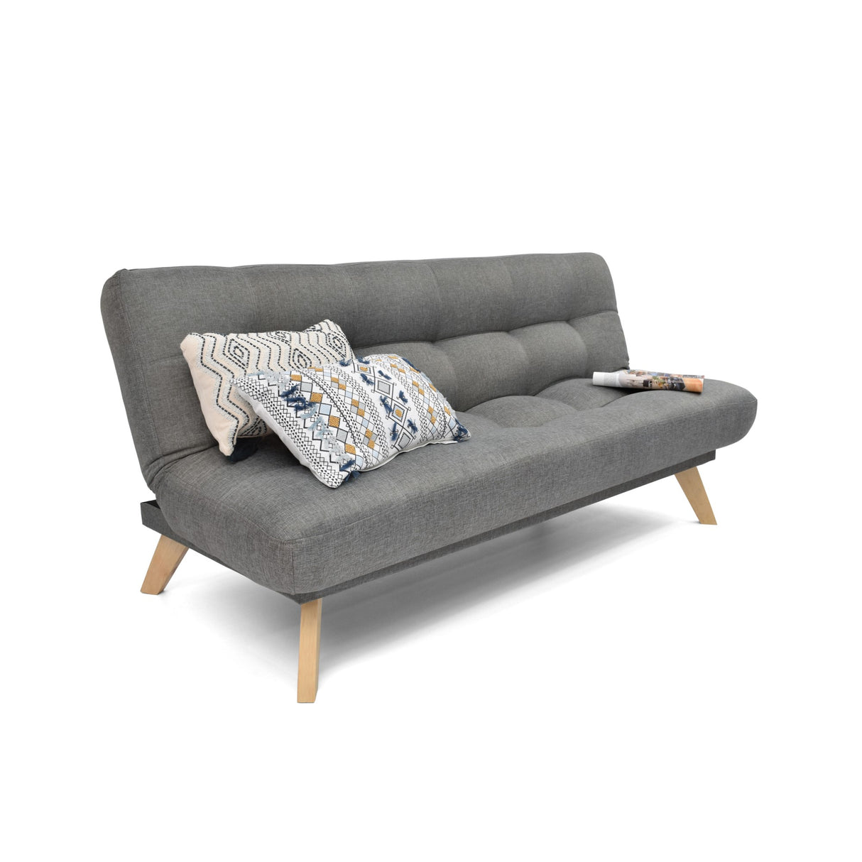 Sofá Cama Porto Gris y Matiz Natural 182x85cm de Tres Puestos Reclinable sin Apoya Brazos - SOFAS Y POLTRONAS | Bylmo
