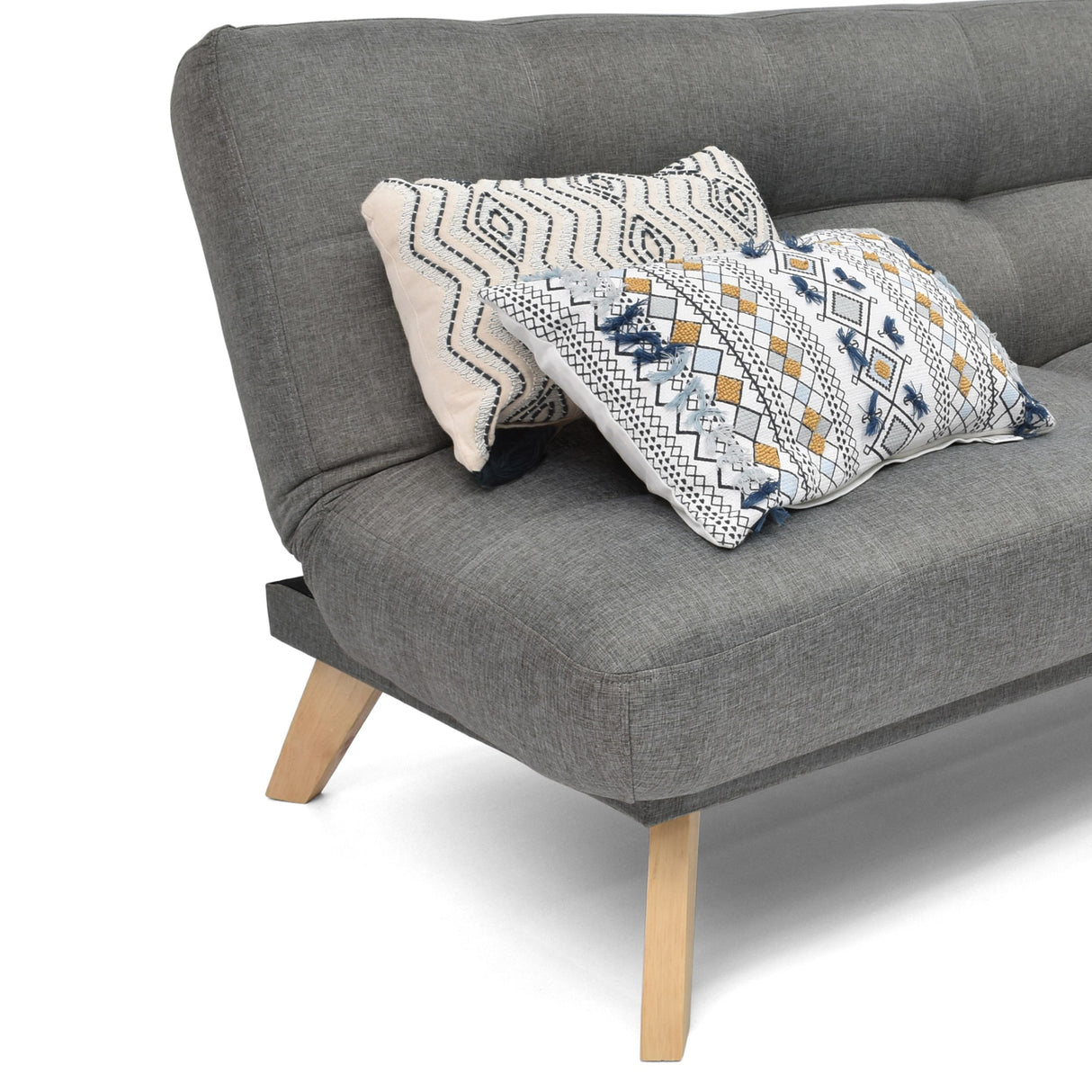 Sofá Cama Porto Gris y Matiz Natural 182x85cm de Tres Puestos Reclinable sin Apoya Brazos - SOFAS Y POLTRONAS | Bylmo