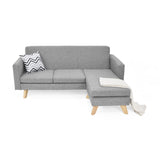 Sofá en L Burdeos Plata y Matiz Natural 192x82cm de Tres Puestos con Apoya Brazos - SOFAS Y POLTRONAS | Bylmo