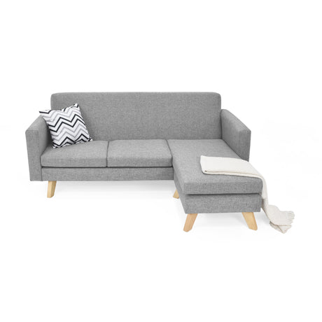Sofá en L Burdeos Plata y Matiz Natural 192x82cm de Tres Puestos con Apoya Brazos - SOFAS Y POLTRONAS | Bylmo
