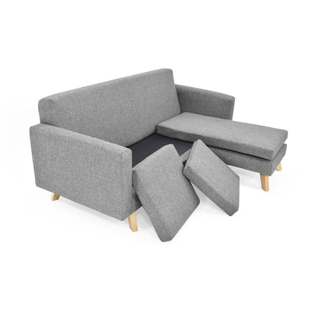 Sofá en L Burdeos Plata y Matiz Natural 192x82cm de Tres Puestos con Apoya Brazos - SOFAS Y POLTRONAS | Bylmo