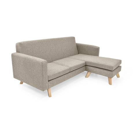 Sofá en L Burdeos Beige y Matiz Natural 192x82cm de Tres Puestos con Apoya Brazos - SOFAS Y POLTRONAS | Bylmo