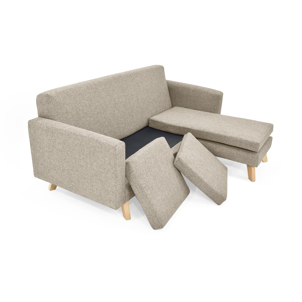 Sofá en L Burdeos Beige y Matiz Natural 192x82cm de Tres Puestos con Apoya Brazos - SOFAS Y POLTRONAS | Bylmo
