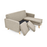 Sofá en L Burdeos Beige y Matiz Natural 192x82cm de Tres Puestos con Apoya Brazos - SOFAS Y POLTRONAS | Bylmo