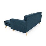 Sofá en L Burdeos Azul y Matiz Natural 192x82cm de Tres Puestos con Apoya Brazos - SOFAS Y POLTRONAS | Bylmo