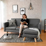 Sofá en L Burdeos Gris y Matiz Natural 192x82cm de Tres Puestos con Apoya Brazos - SOFAS Y POLTRONAS | Bylmo