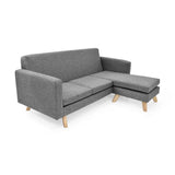 Sofá en L Burdeos Gris y Matiz Natural 192x82cm de Tres Puestos con Apoya Brazos - SOFAS Y POLTRONAS | Bylmo