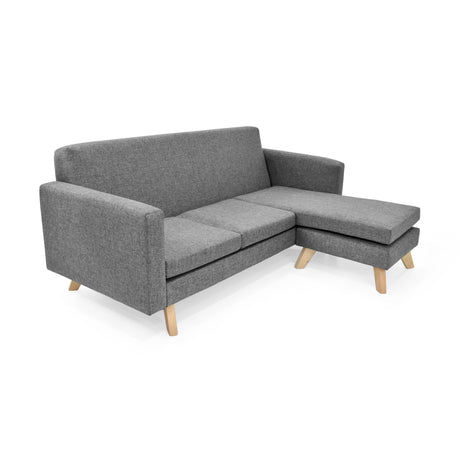 Sofá en L Burdeos Gris y Matiz Natural 192x82cm de Tres Puestos con Apoya Brazos - SOFAS Y POLTRONAS | Bylmo
