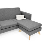 Sofá en L Burdeos Gris y Matiz Natural 192x82cm de Tres Puestos con Apoya Brazos - SOFAS Y POLTRONAS | Bylmo