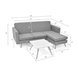 Sala Burdeos Azul y Matiz Natural 192x82cm de Tres Puestos con Apoya Brazos - SOFAS Y POLTRONAS | Bylmo