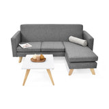 Sala Burdeos Gris y Matiz Natural 192x82cm de Tres Puestos con Apoya Brazos - SOFAS Y POLTRONAS | Bylmo