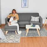 Sala Burdeos Gris y Matiz Natural 192x82cm de Tres Puestos con Apoya Brazos - SOFAS Y POLTRONAS | Bylmo