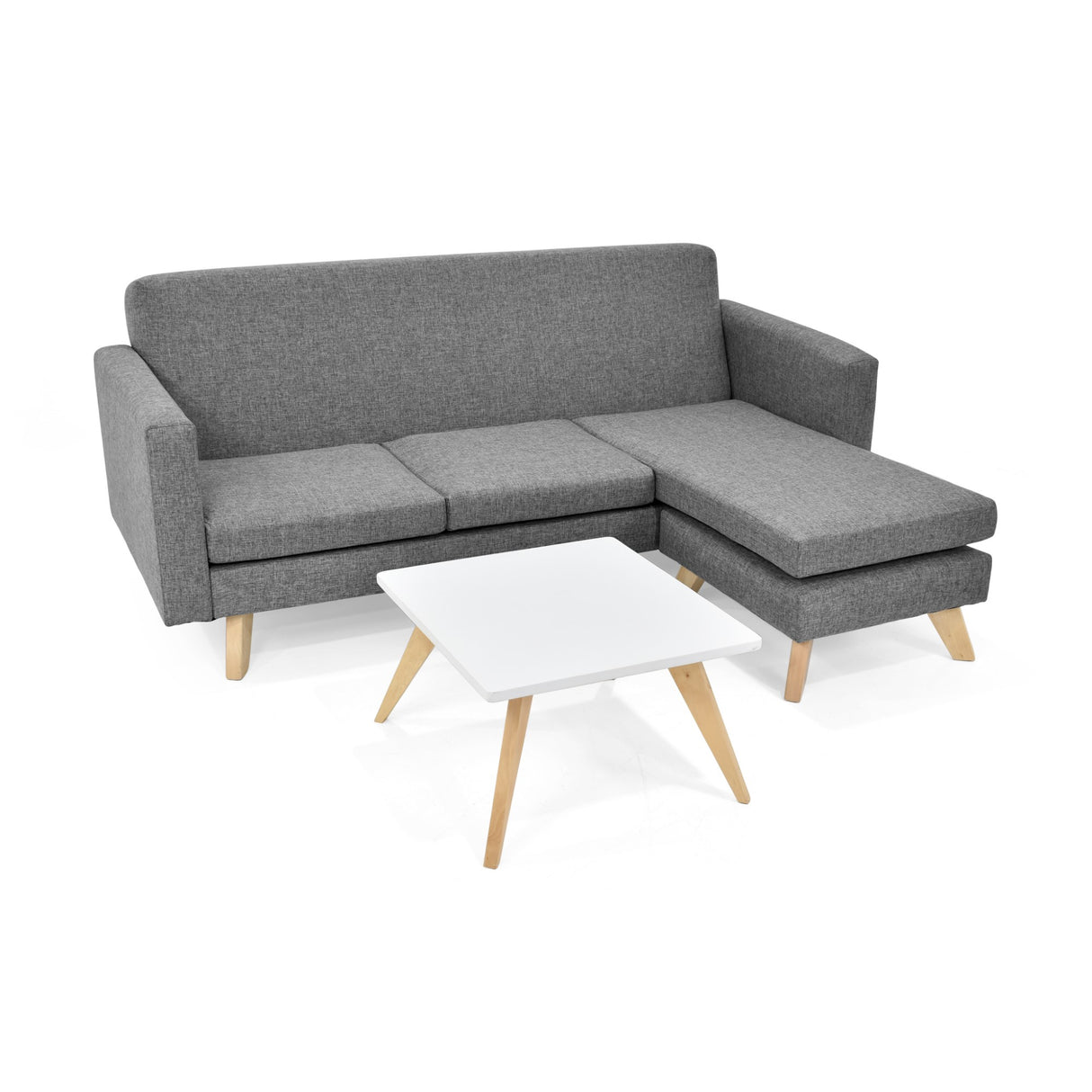 Sala Burdeos Gris y Matiz Natural 192x82cm de Tres Puestos con Apoya Brazos - SOFAS Y POLTRONAS | Bylmo