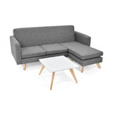 Sala Burdeos Gris y Matiz Natural 192x82cm de Tres Puestos con Apoya Brazos - SOFAS Y POLTRONAS | Bylmo