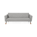 Sofá Cama Artemisa Plata y Matiz Natural 196x78cm de Tres Puestos Reclinable con Apoya Brazos - SOFAS Y POLTRONAS | Bylmo