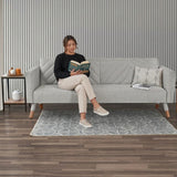 Sofá Cama Artemisa Plata y Matiz Natural 196x78cm de Tres Puestos Reclinable con Apoya Brazos - SOFAS Y POLTRONAS | Bylmo
