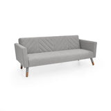 Sofá Cama Artemisa Plata y Matiz Natural 196x78cm de Tres Puestos Reclinable con Apoya Brazos - SOFAS Y POLTRONAS | Bylmo