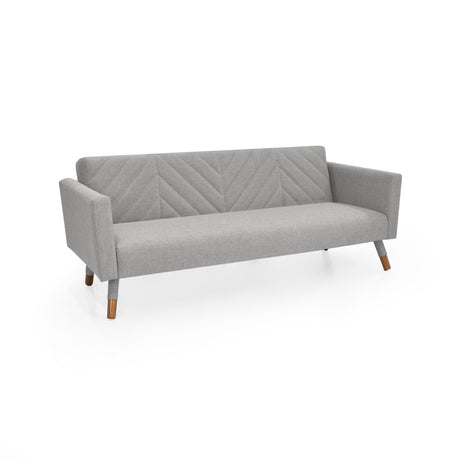 Sofá Cama Artemisa Plata y Matiz Natural 196x78cm de Tres Puestos Reclinable con Apoya Brazos - SOFAS Y POLTRONAS | Bylmo