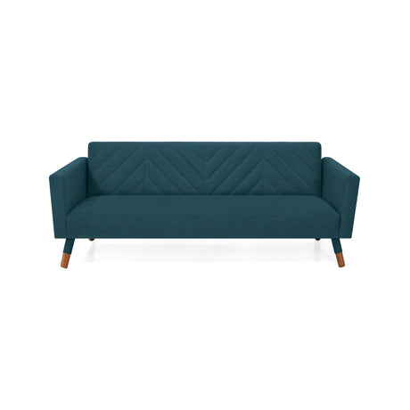 Sofá Cama Artemisa Azul y Matiz Natural 196x78cm de Tres Puestos Reclinable con Apoya Brazos - SOFAS Y POLTRONAS | Bylmo