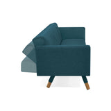 Sofá Cama Artemisa Azul y Matiz Natural 196x78cm de Tres Puestos Reclinable con Apoya Brazos - SOFAS Y POLTRONAS | Bylmo