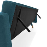 Sofá Cama Artemisa Azul y Matiz Natural 196x78cm de Tres Puestos Reclinable con Apoya Brazos - SOFAS Y POLTRONAS | Bylmo