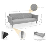 Sofá Cama Artemisa Azul y Matiz Natural 196x78cm de Tres Puestos Reclinable con Apoya Brazos - SOFAS Y POLTRONAS | Bylmo