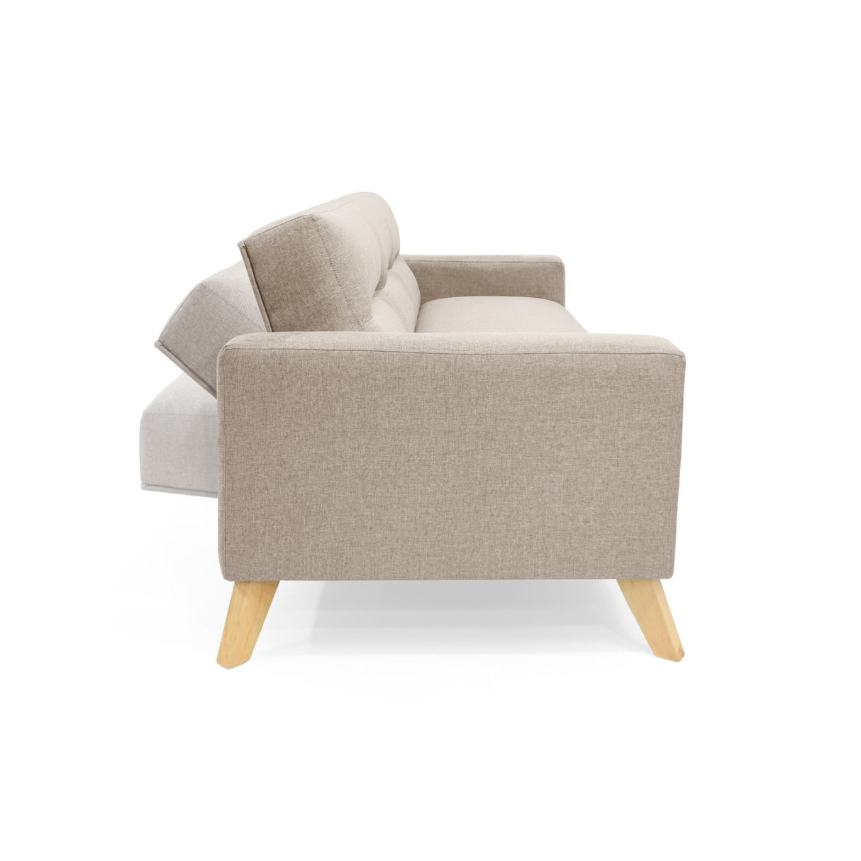 Sofá Cama Sion Beige y Matiz Natural 206x82cm de Tres Puestos Reclinable con Apoya Brazos - SOFAS Y POLTRONAS | Bylmo