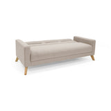 Sofá Cama Sion Beige y Matiz Natural 206x82cm de Tres Puestos Reclinable con Apoya Brazos - SOFAS Y POLTRONAS | Bylmo