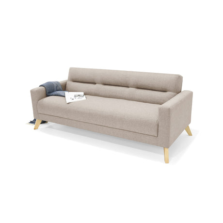 Sofá Cama Sion Beige y Matiz Natural 206x82cm de Tres Puestos Reclinable con Apoya Brazos - SOFAS Y POLTRONAS | Bylmo