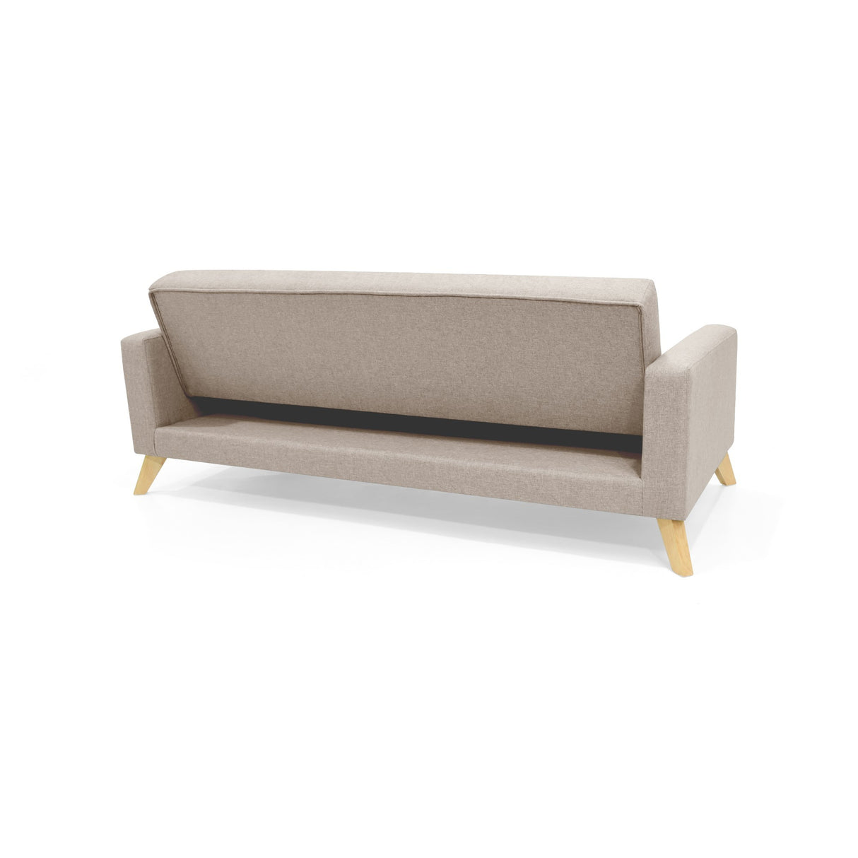 Sofá Cama Sion Beige y Matiz Natural 206x82cm de Tres Puestos Reclinable con Apoya Brazos - SOFAS Y POLTRONAS | Bylmo