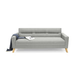 Sofá Cama Sion Plata y Matiz Natural 206x82cm de Tres Puestos Reclinable con Apoya Brazos - SOFAS Y POLTRONAS | Bylmo