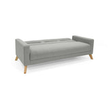 Sofá Cama Sion Plata y Matiz Natural 206x82cm de Tres Puestos Reclinable con Apoya Brazos - SOFAS Y POLTRONAS | Bylmo