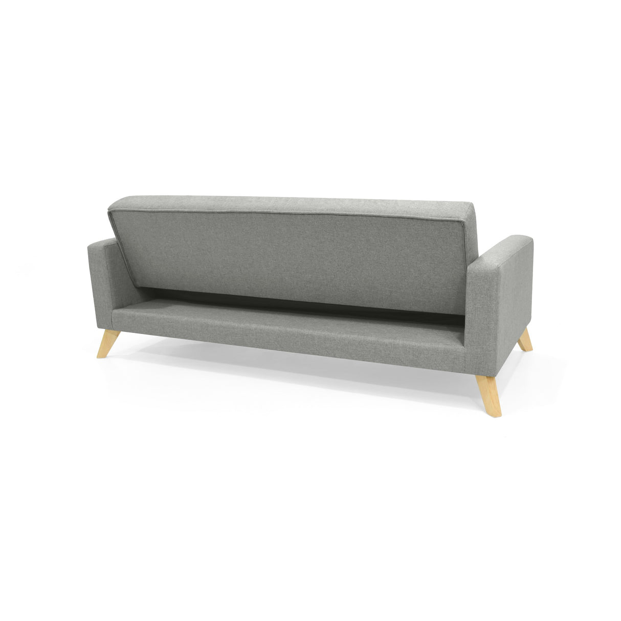 Sofá Cama Sion Plata y Matiz Natural 206x82cm de Tres Puestos Reclinable con Apoya Brazos - SOFAS Y POLTRONAS | Bylmo