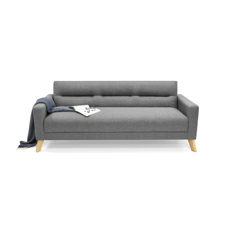 Sofá Cama Sion Gris y Matiz Natural 206x82cm de Tres Puestos Reclinable con Apoya Brazos - SOFAS Y POLTRONAS | Bylmo