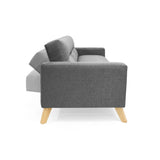 Sofá Cama Sion Gris y Matiz Natural 206x82cm de Tres Puestos Reclinable con Apoya Brazos - SOFAS Y POLTRONAS | Bylmo
