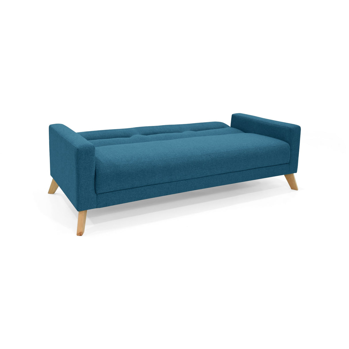 Sofá Cama Sion Azul y Matiz Natural 206x82cm de Tres Puestos Reclinable con Apoya Brazos - SOFAS Y POLTRONAS | Bylmo
