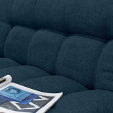 Combo Sala y Comedor Toulouse Azul y Matiz Natural 140x80cm de Dos Puestos sin Apoya Brazos con Cuatro Sillas - SOFAS Y POLTRONAS | Bylmo
