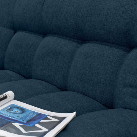 Combo Sala y Comedor Toulouse Azul y Matiz Natural 140x80cm de Dos Puestos sin Apoya Brazos con Cuatro Sillas - SOFAS Y POLTRONAS | Bylmo