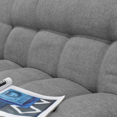 Combo Sala y Comedor Toulouse Gris y Matiz Natural 140x80cm de Dos Puestos sin Apoya Brazos y con 4 Sillas de Comedor - SOFAS Y POLTRONAS | Bylmo