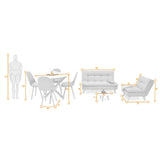 Combo Sala y Comedor Toulouse Gris y Matiz Natural 140x80cm de Dos Puestos sin Apoya Brazos y con 4 Sillas de Comedor - SOFAS Y POLTRONAS | Bylmo