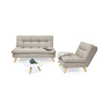Combo Sala y Comedor Toulouse Beige y Matiz Natural 140x80cm de Dos Puestos sin Apoya Brazos y con Cuatro Sillas - SOFAS Y POLTRONAS | Bylmo