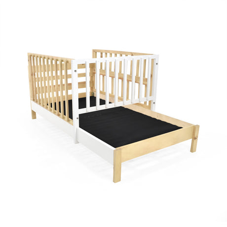 Cama Cuna Cincinnati Matiz Natural y Blanco 110x95cm para colchón Sencillo 100 X 190 Cm con Cabecero - CAMAS | Bylmo