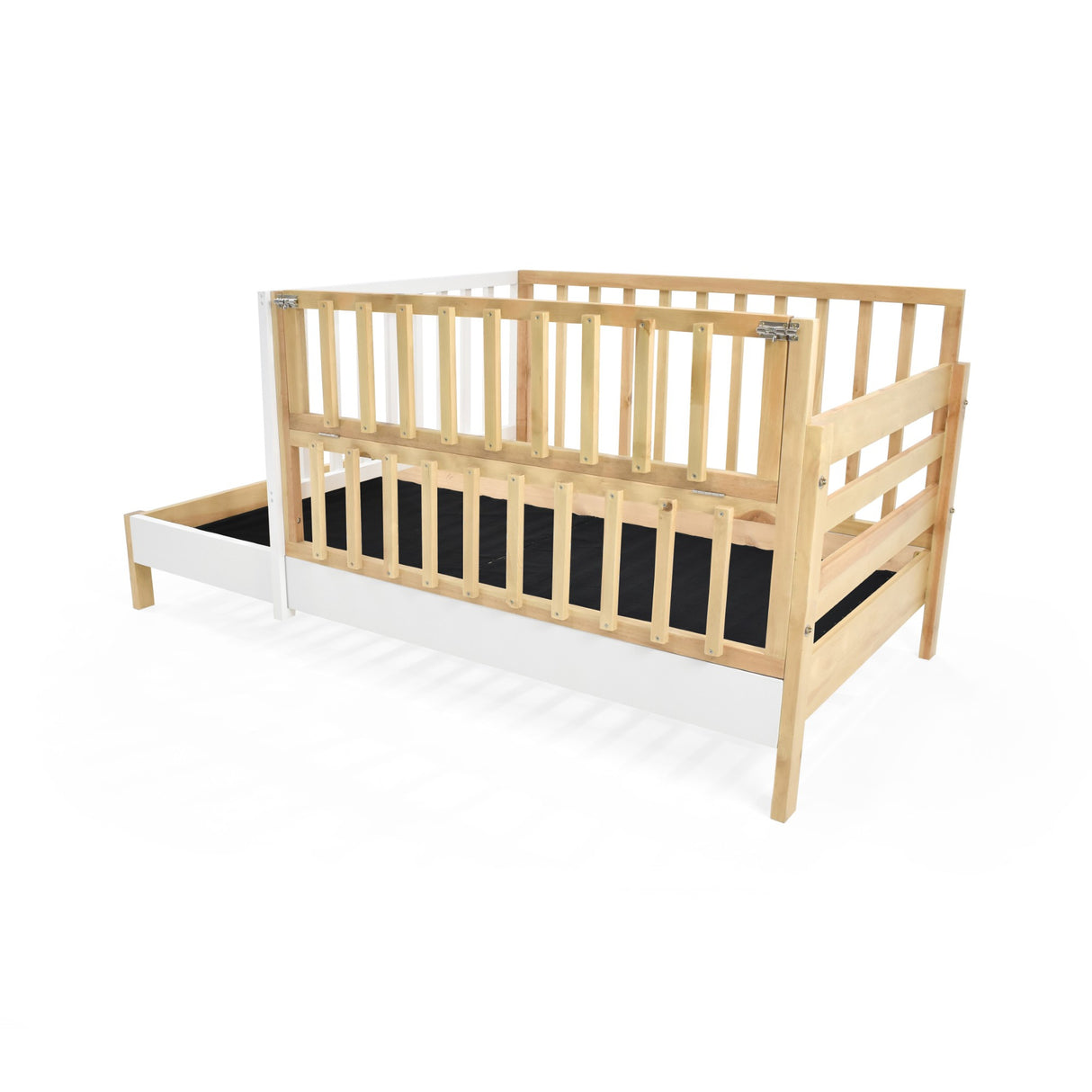 Cama Cuna Cincinnati Matiz Natural y Blanco 110x95cm para colchón Sencillo 100 X 190 Cm con Cabecero - CAMAS | Bylmo