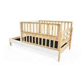 Cama Cuna Cincinnati Matiz Natural y Blanco 110x95cm para colchón Sencillo 100 X 190 Cm con Cabecero - CAMAS | Bylmo