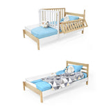 Cama Cuna Cincinnati Matiz Natural y Blanco 110x95cm para colchón Sencillo 100 X 190 Cm con Cabecero - CAMAS | Bylmo