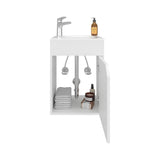Mueble para Lavamanos Bethel Blanco 39.4x55cm Flotante Individual con Lavamanos de Sobreponer y con Una Puerta - MUEBLES PARA LAVAMANOS | Bylmo